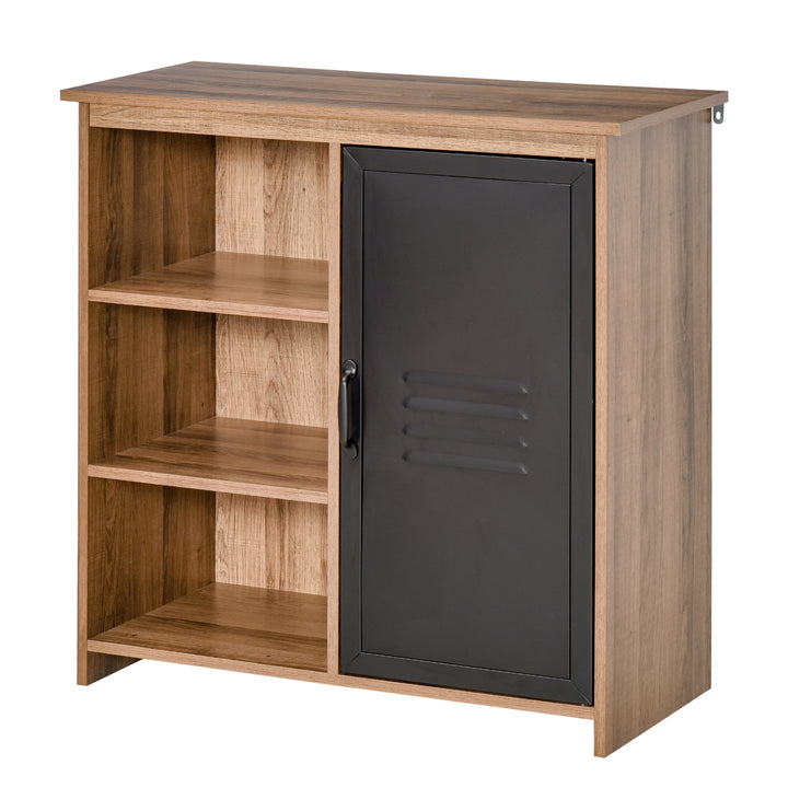 Cupboard Storage Cabinet with 3 Tiers and Steel Door, Home Organizer Sideboard with Adjustable Shelf for Dining Room, Living Room, Kitchen