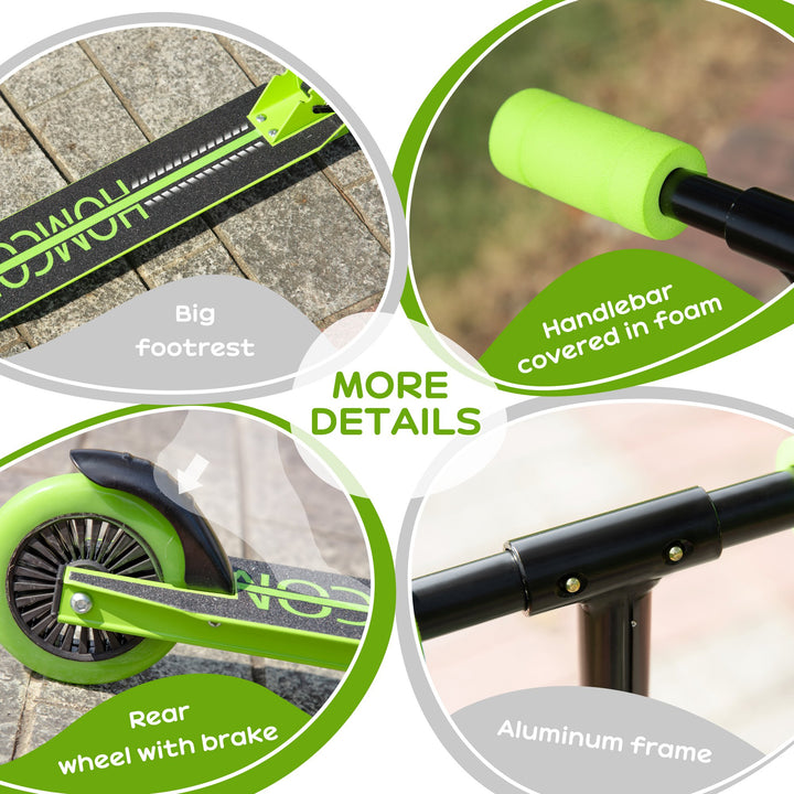 Scooter for Kids Toddler Foldable Kick Scooter with Adjustable Height Brake for Boys and Girls 3-8 Years Aluminium Green