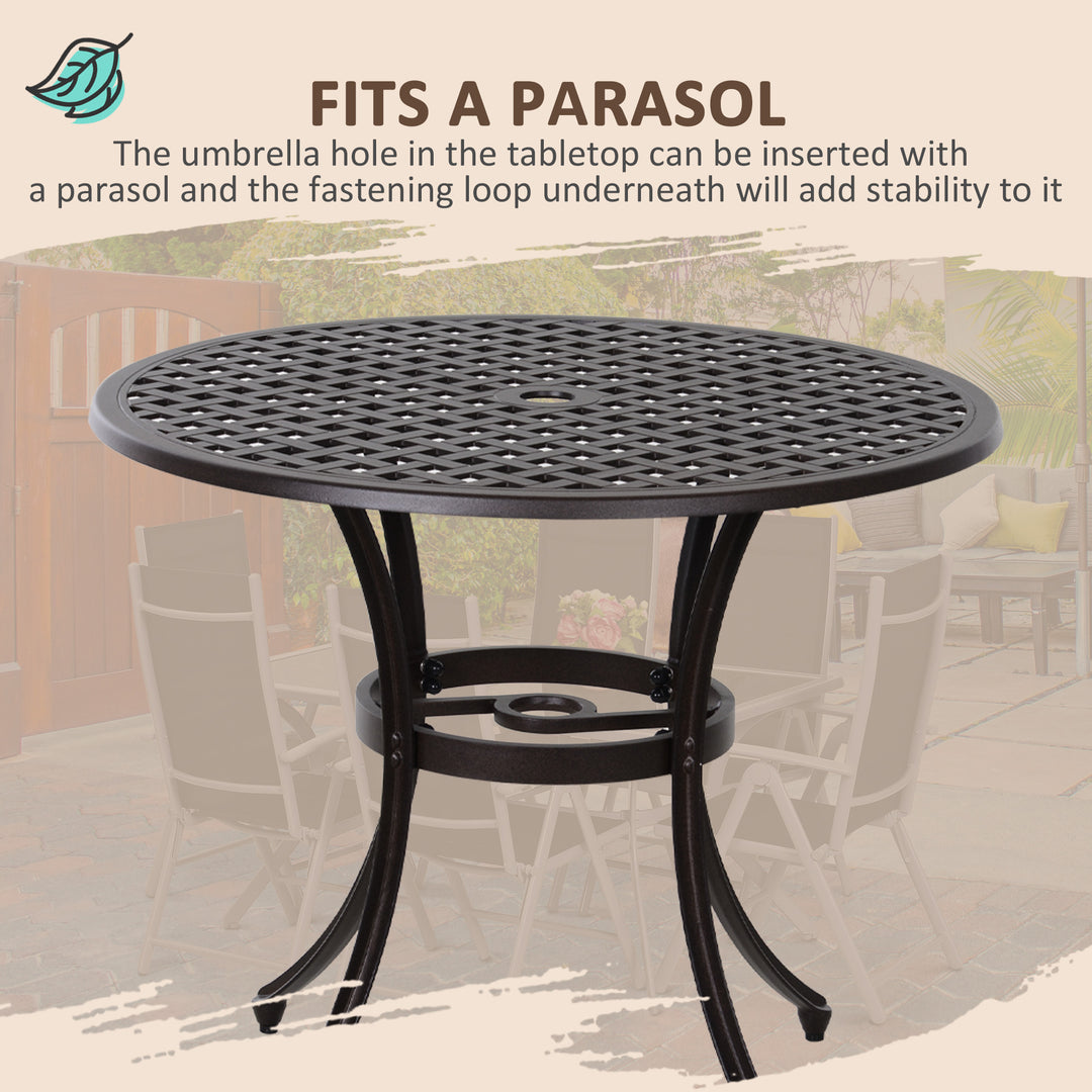 Cast Aluminium 4-Seater Outdoor Garden Table & Chair Set Brown