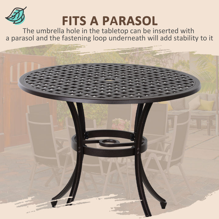 Cast Aluminium 4-Seater Outdoor Garden Table & Chair Set Brown