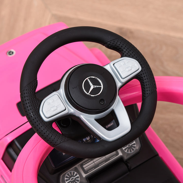 Compatible Ride-On Push Along Car Sliding Walker Mercedes-Benz G350 Walker Foot to Floor Slider Stroller Toddler Vehicle Steering Wheel Pink