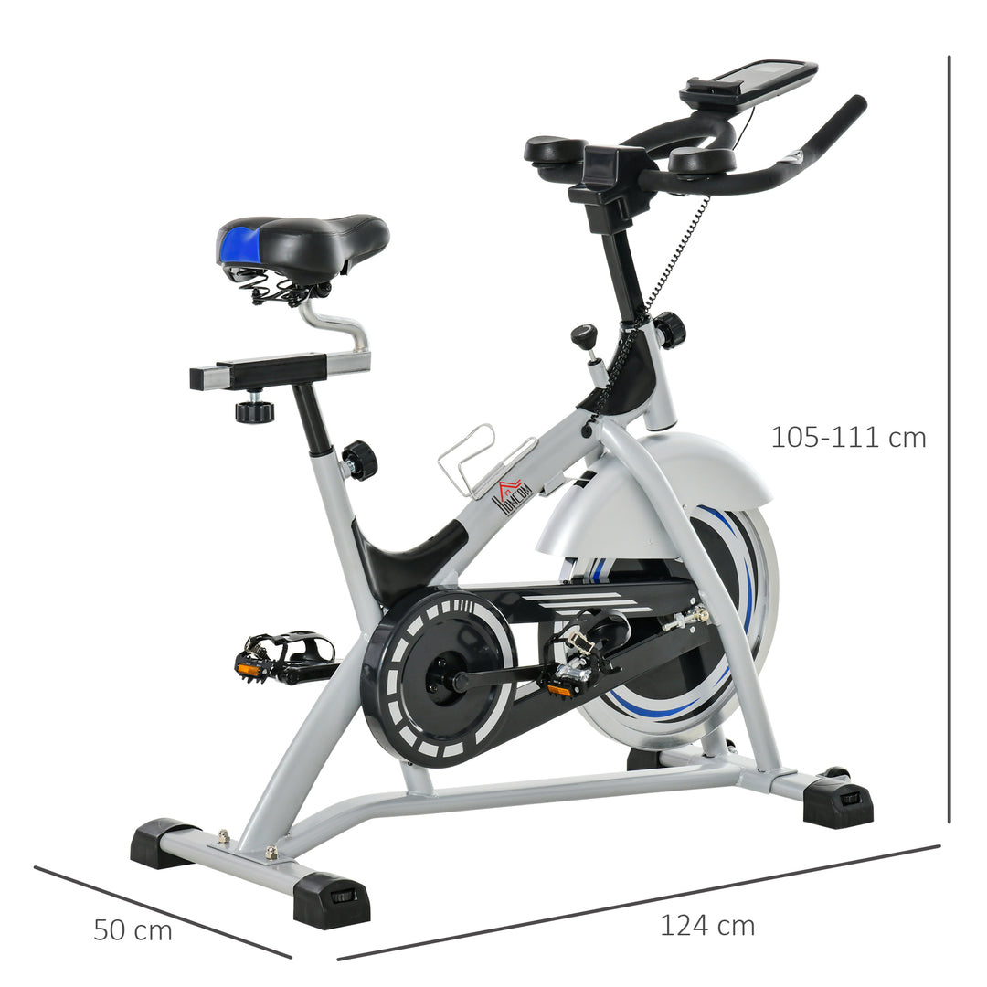 HOMCOM Indoor Cycling Exercise Bike Quiet Drive Fitness Stationary, 15KG Flywheel Cardio Workout Bicycle, Adjustable Seat& Resistance, w/LCD Monitor