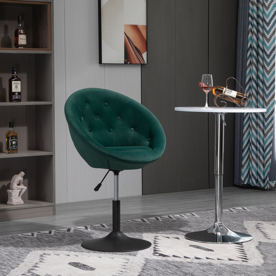 Dining Height Bar Stool Velvet-Touch Tufted Fabric Adjustable Height Armless Counter Chairs with Swivel Seat, Green