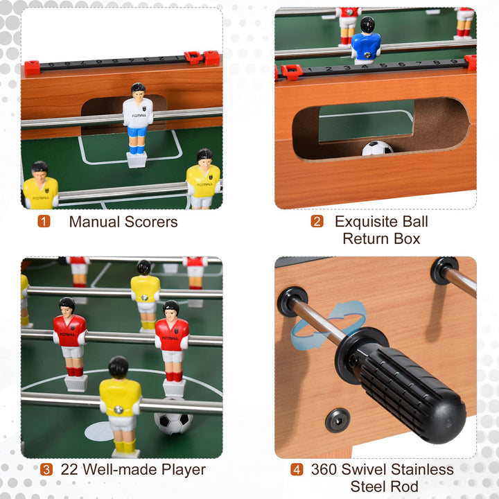 Soozier Foosball Table Heavy Duty  84.5cm for Arcades, Pub, Game Room, 8 Rods, 2 Balls