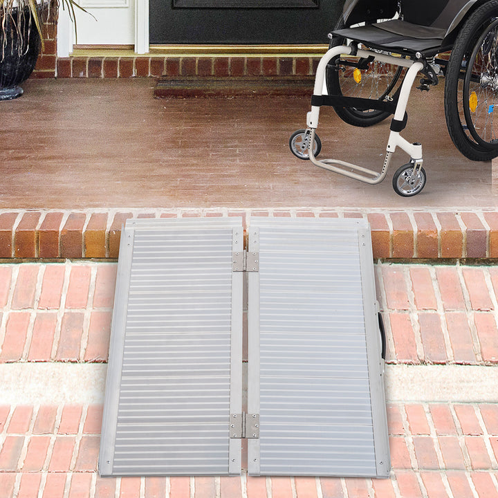 3ft Folding Aluminum Wheelchair Ramp Scooter Portable Mobility Assist Suitcase Access Aid Disabled