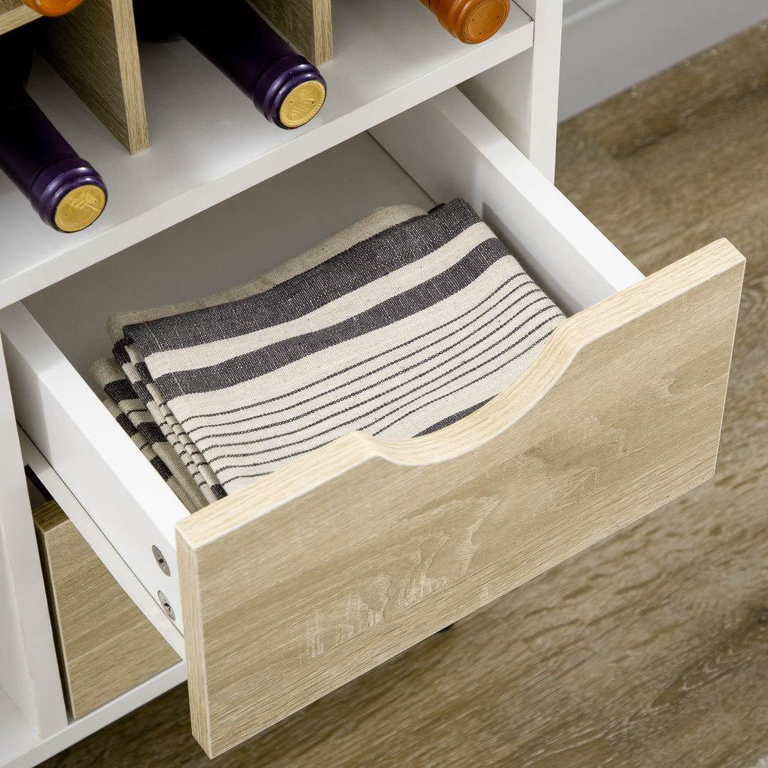 Modern Kitchen Sideboard, Buffet Table with Removable Wine Rack, Drawers and Open Compartments for Living Room, Dining Room, Natural