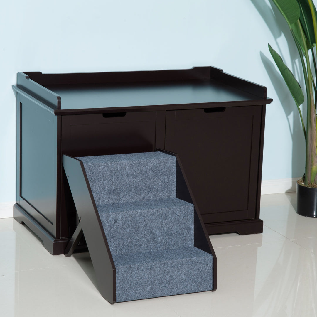 Pet-3 Steps Ladder Ramp-Dark Brown