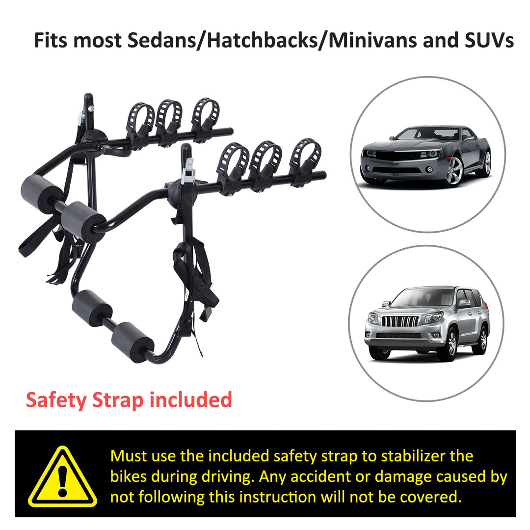 3 Bicycles Car Carrier Rack-Black