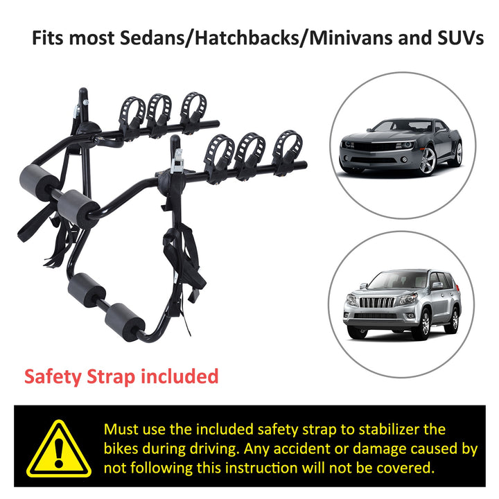 3 Bicycles Car Carrier Rack-Black