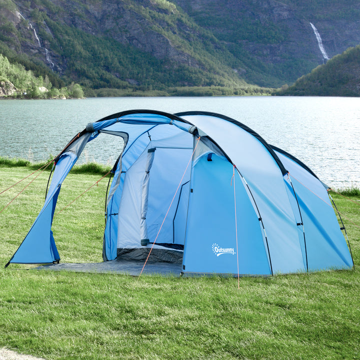 2-3 Man Tunnel Tents w/ Vestibule Camping Tent Porch Air Vents Rainfly Weather-Resistant Shelter Fishing Hiking Festival Shelter Home