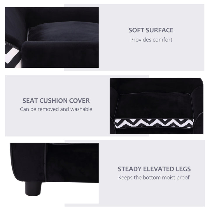 PawHut Dog Sofa Bed for XS-Sized Dogs, Pet Sofa Cat Sofa with Soft Cushion, Washable Cover, Removable Legs, Wooden Frame - Black