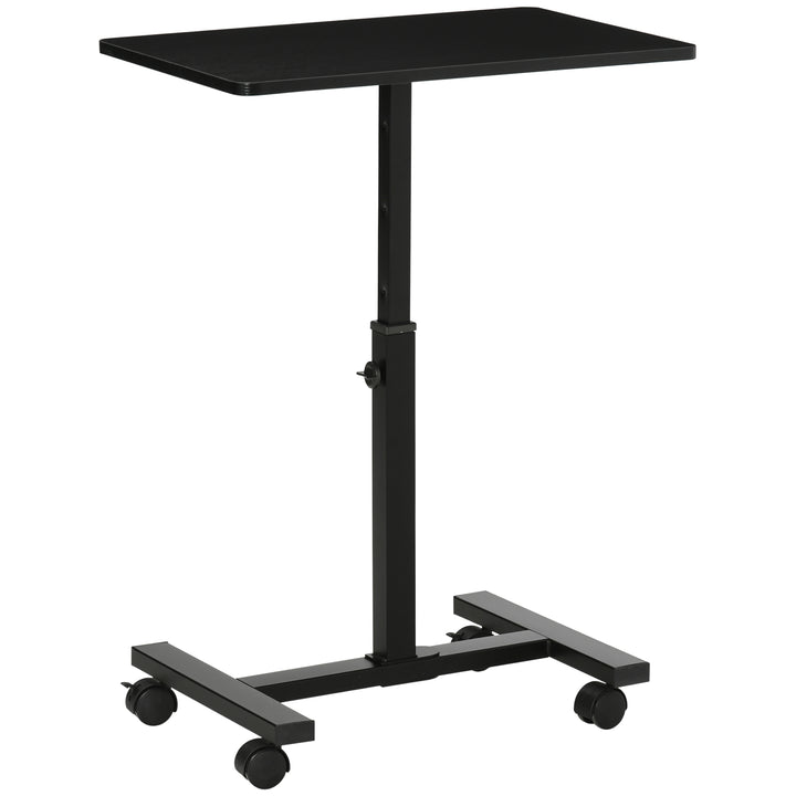 Mobile Overbed Table, Rolling Laptop Stand with Wheels, Height Adjustable Sofa Side Table for Home Office, Black