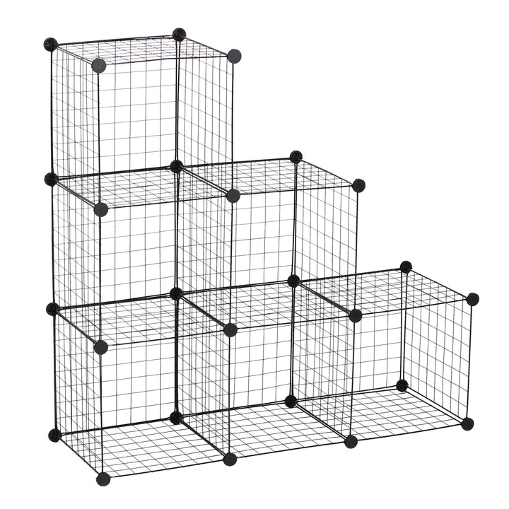 6 Cube Metal Wire Rack Interlocking Storage Cabinet Display Shelves Black
