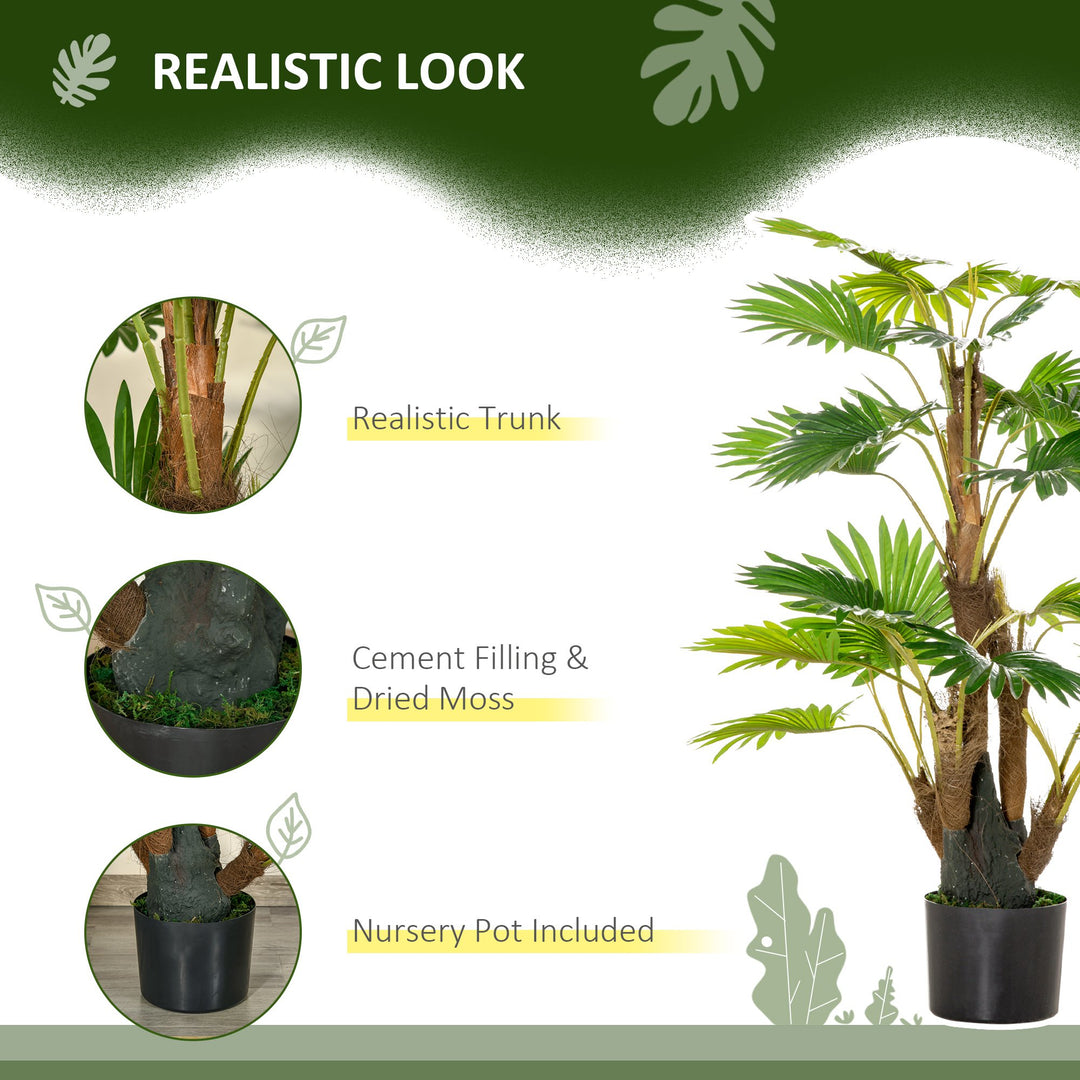 Artificial Tree, Tropical Palm Tree, Fake Decorative Plant in Nursery Pot for Indoor Outdoor Décor, 135cm