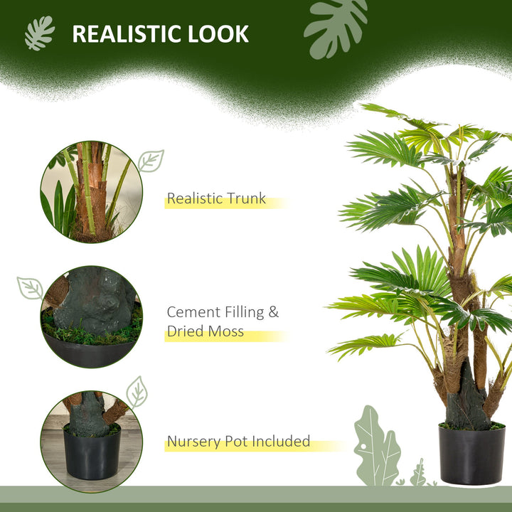 Artificial Tree, Tropical Palm Tree, Fake Decorative Plant in Nursery Pot for Indoor Outdoor Décor, 135cm