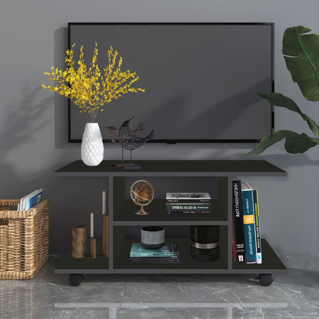 HOMCOM TV Stand W/ Shelves -Black