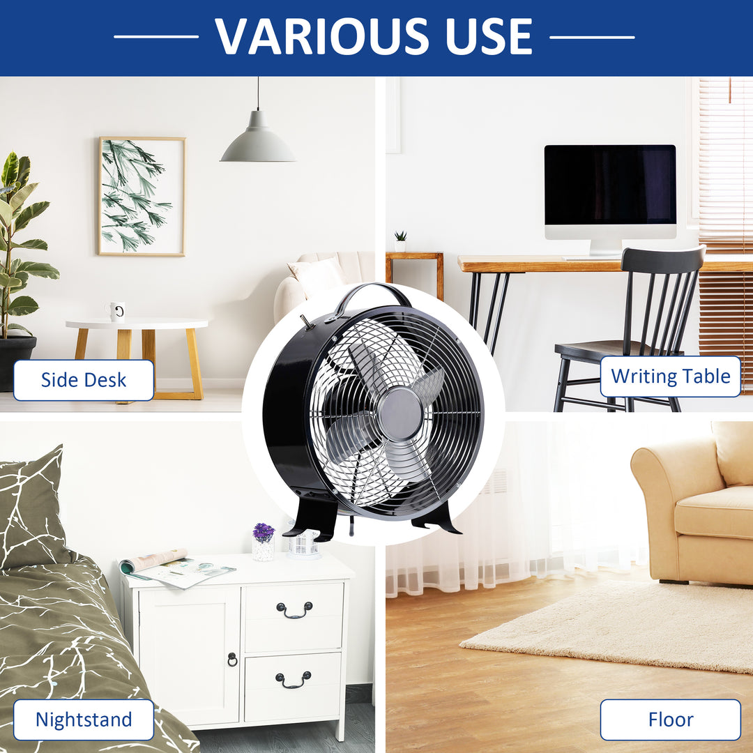 HOMCOM 26cm 2-Speed Electric Table Desk Fan w/ Safety Guard Anti-Slip Feet Portable Personal Cooling Fan Home Office Bedroom Black