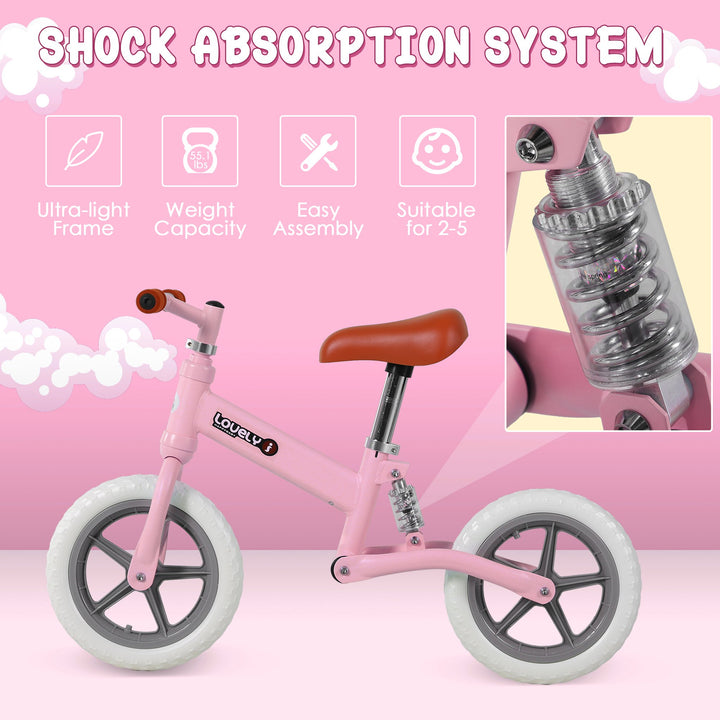 HOMCOM Toddler Balance Bike No Pedal Walk Training Pink