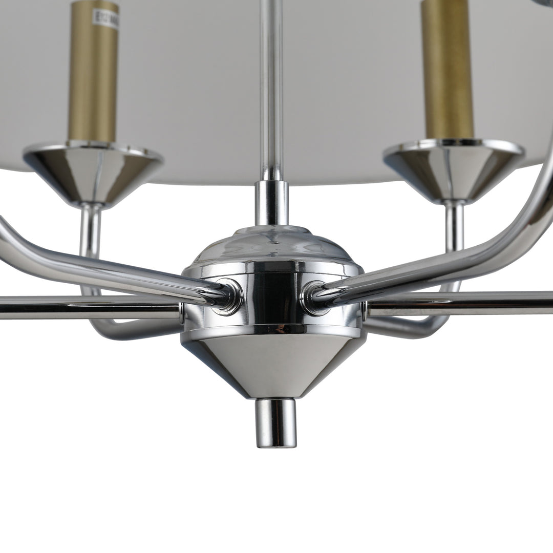 Modern Chandelier Candle Pendant Light Fabric Lampshades with Adjustable Hanging Chain for Living Room, Dining Room, Kitchen, White