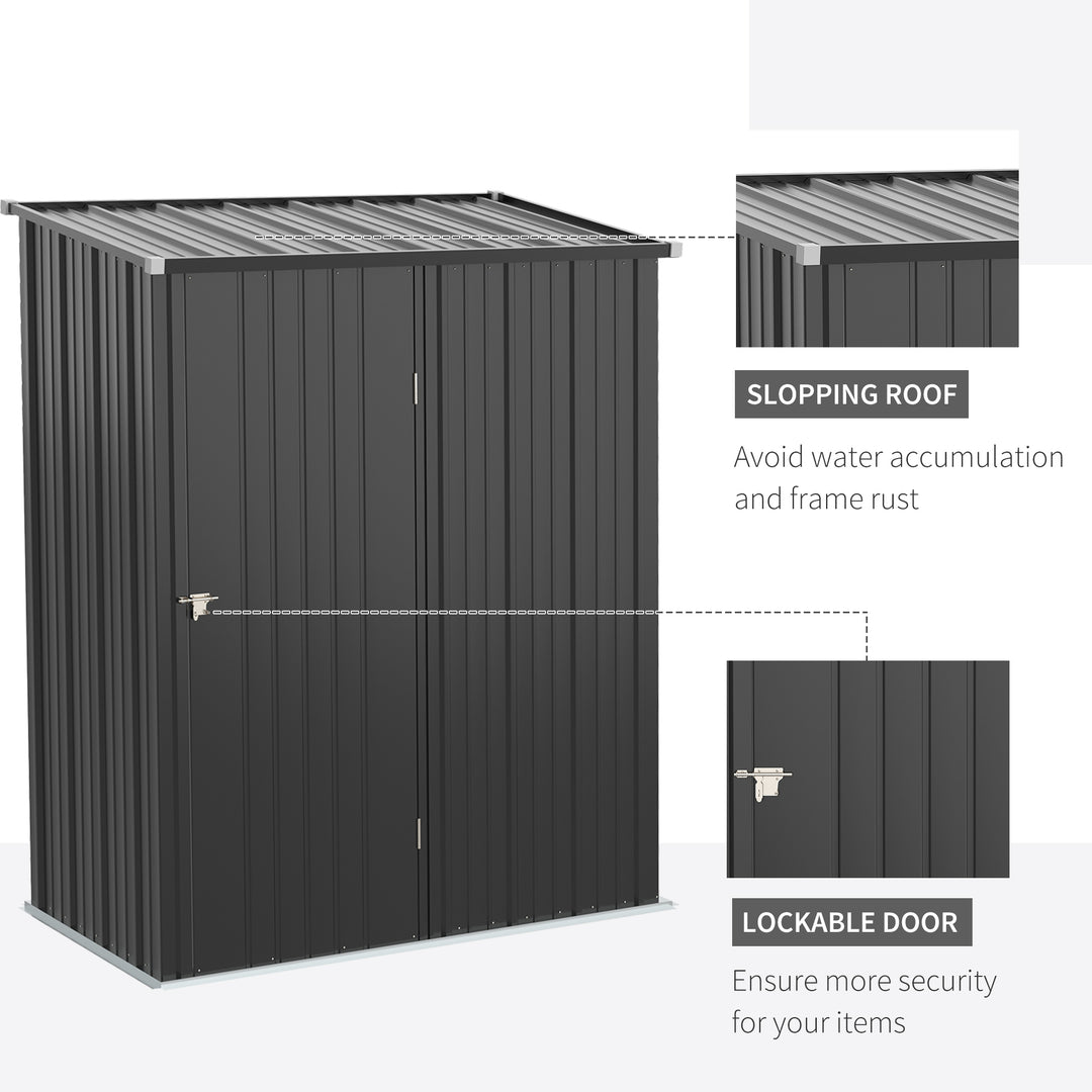 Outsunny 5.3ft x 3.1ft Outdoor Storage Shed, Garden Metal Storage Shed w/ Single Door for Backyard, Patio, Lawn, Charcoal Grey