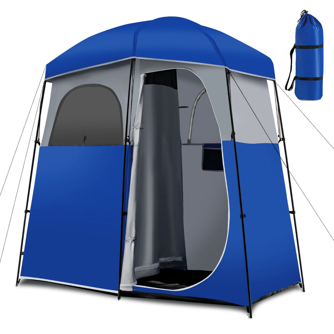 UPF50+ Double-Room Camping Toilet Tent with Carrying Bag