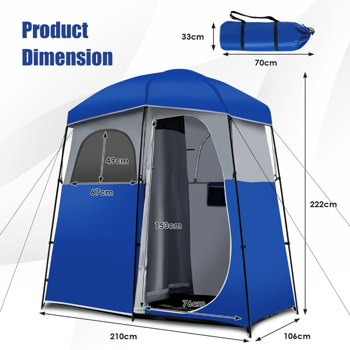 UPF50+ Double-Room Camping Toilet Tent with Carrying Bag