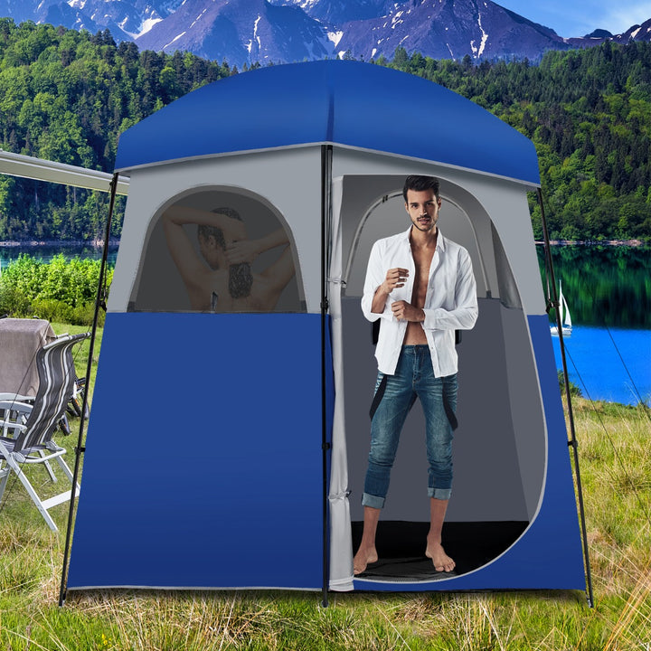 UPF50+ Double-Room Camping Toilet Tent with Carrying Bag