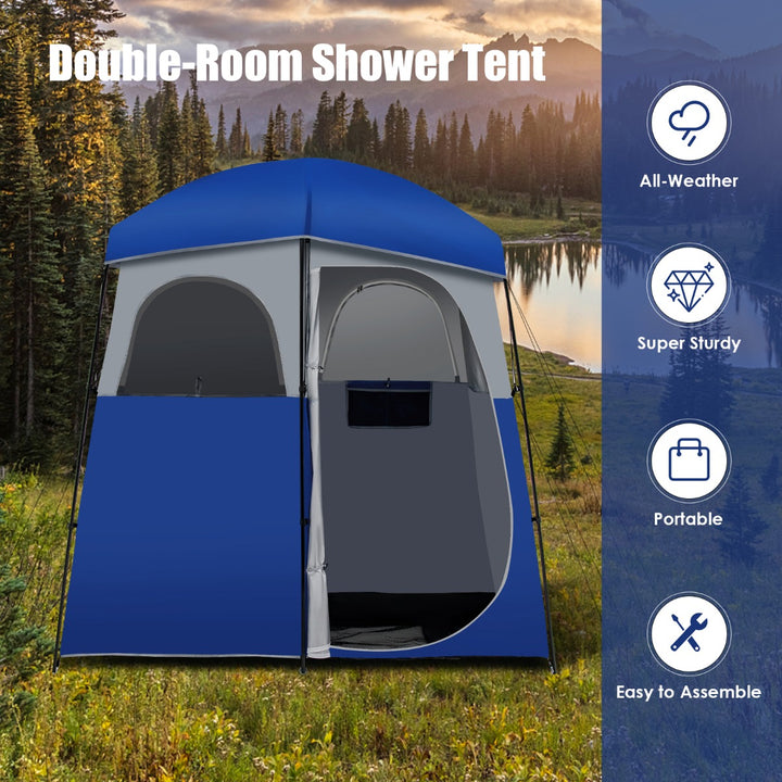 UPF50+ Double-Room Camping Toilet Tent with Carrying Bag