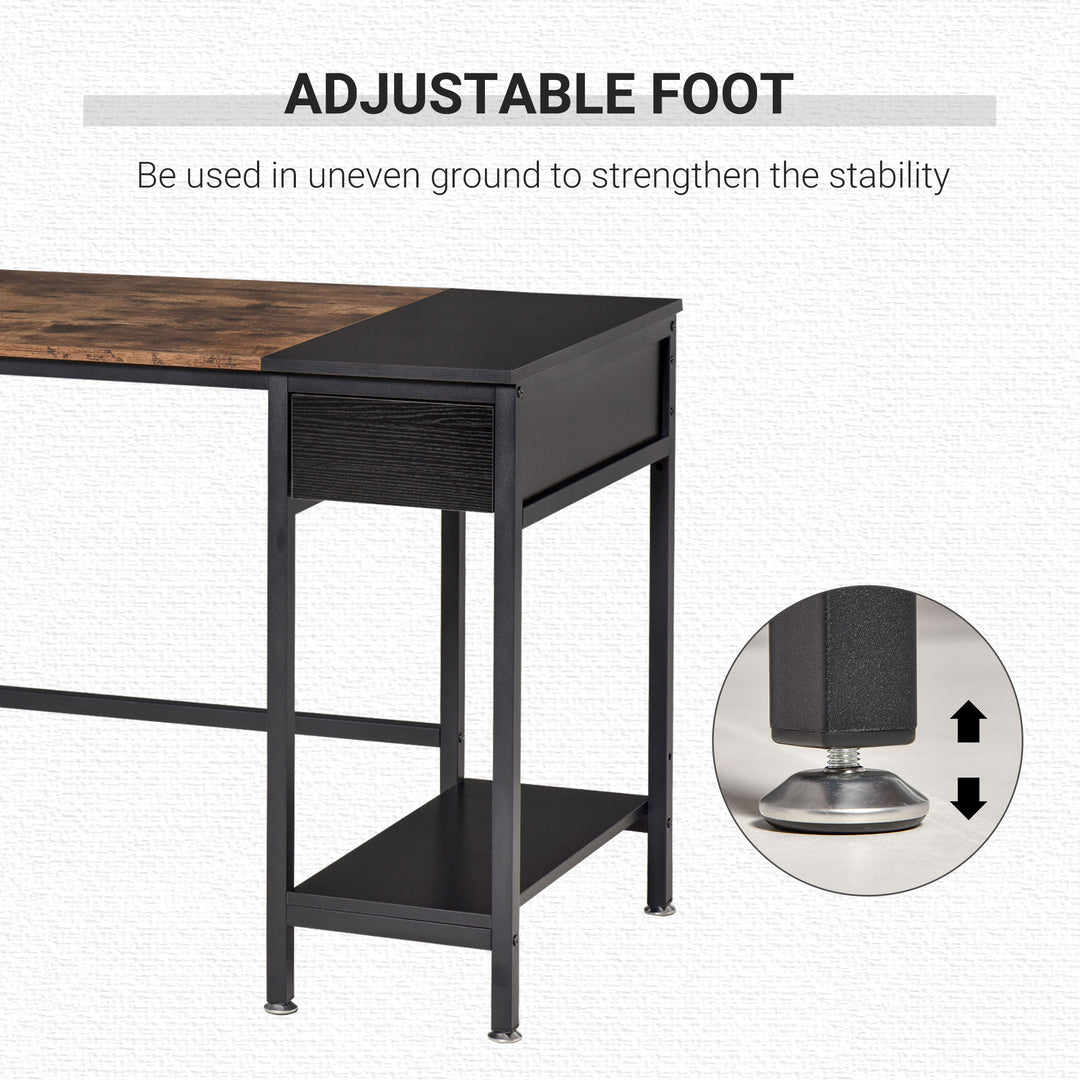 Computer Desk, Home Office Workstation for Study, Writing with CPU Stand and Drawer, Steel Frame, 120x60x75cm