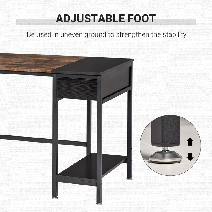 Computer Desk, Home Office Workstation for Study, Writing with CPU Stand and Drawer, Steel Frame, 120x60x75cm