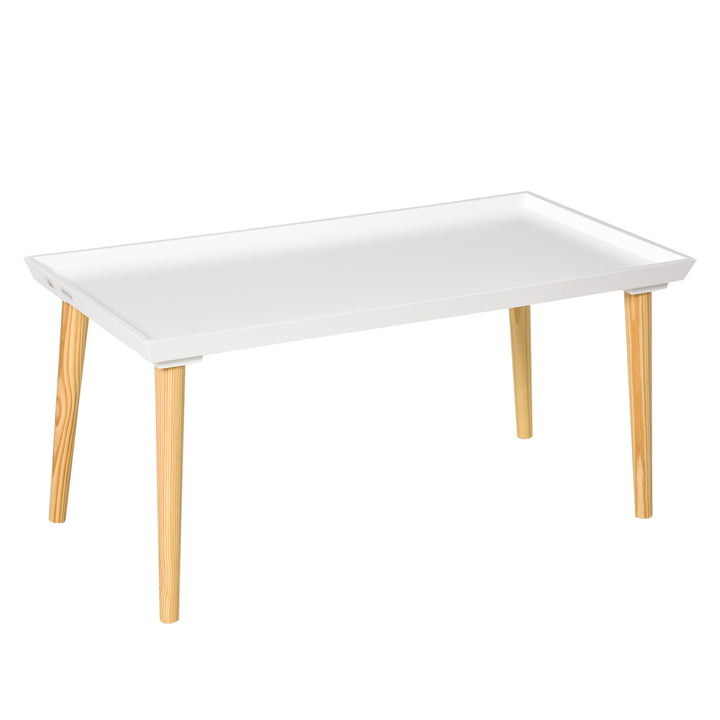 Tray Top Coffee Table for Living Room Conference Home Office Modern Simple Rectangle Cocktail Tea Wooden Legs White
