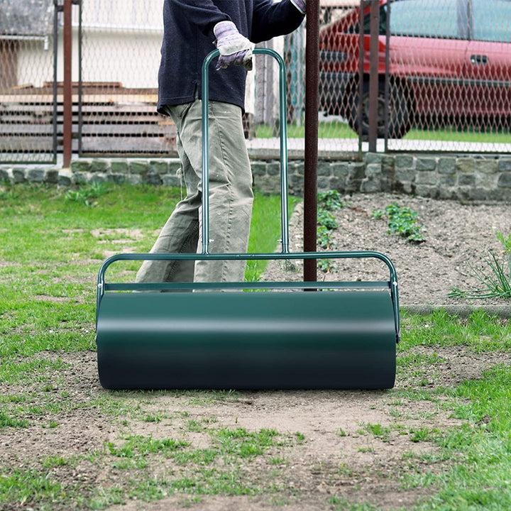 63L Heavy-Duty Garden Grass Roller with U-shaped Handle-Green