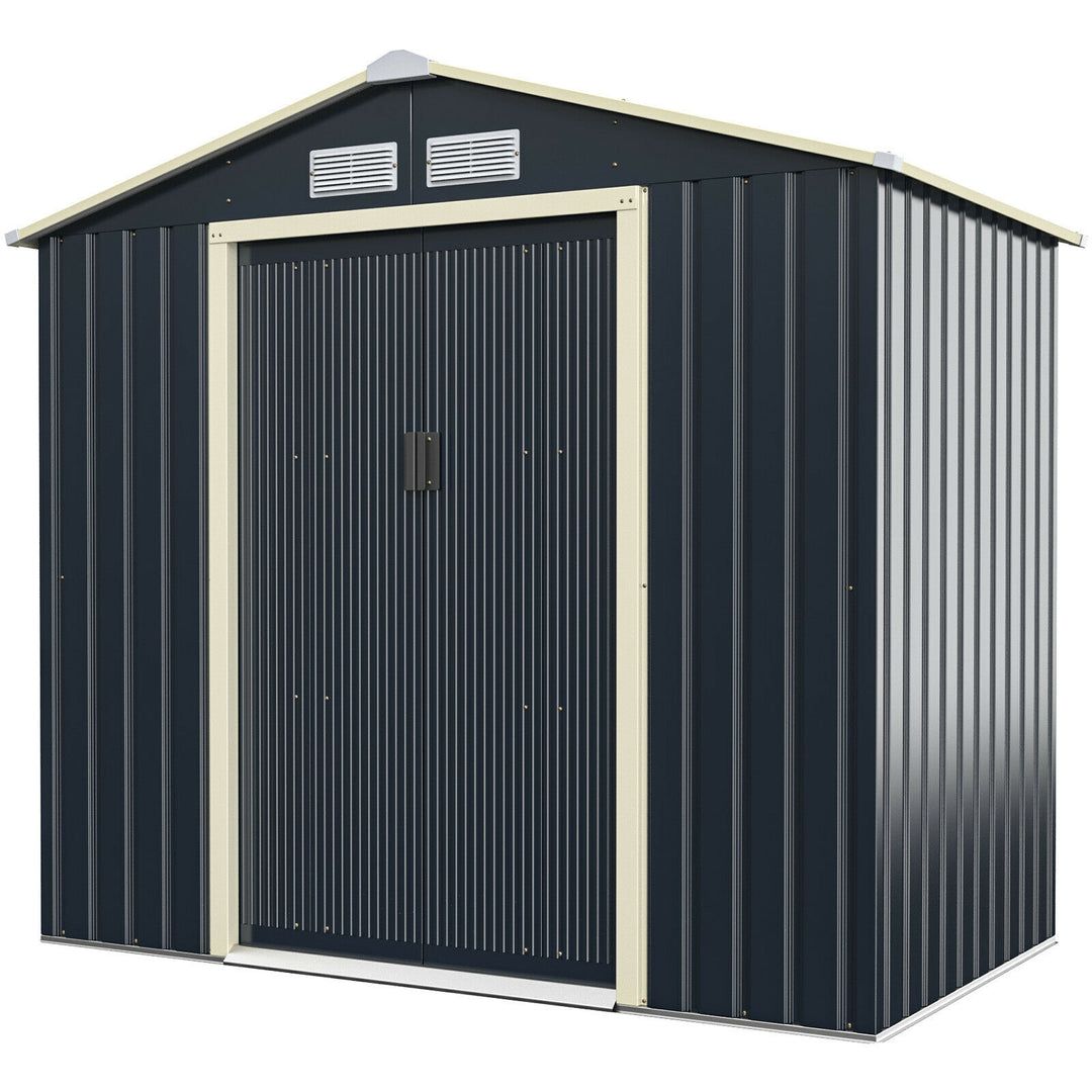 Outdoor Storage Shed with 4 Vents and Double Sliding Door-Size 1