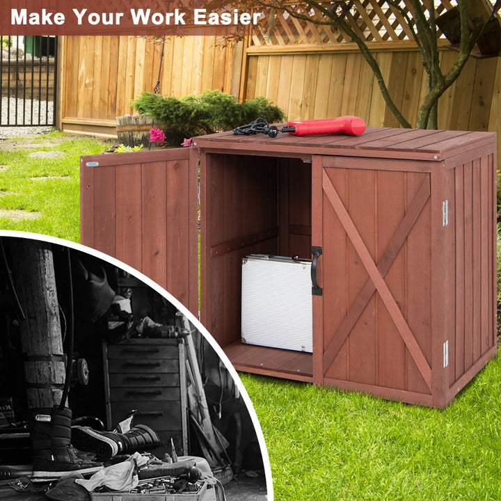 Fir Wood Outdoor Tools Cabinet with Double Doors