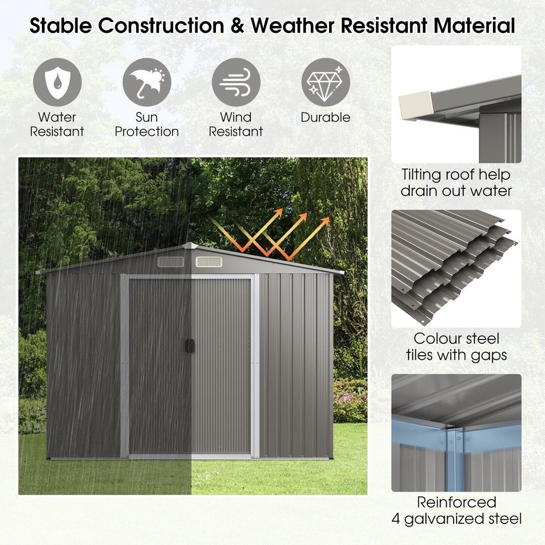 Outdoor Storage Shed with Foundation for Garden Yard-Light Grey