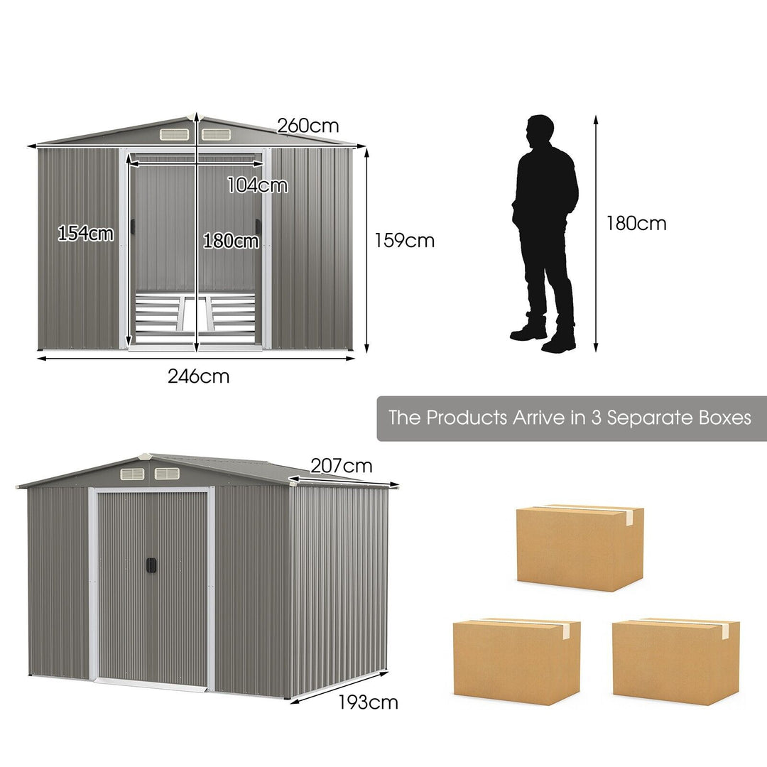 Outdoor Storage Shed with Foundation for Garden Yard-Light Grey