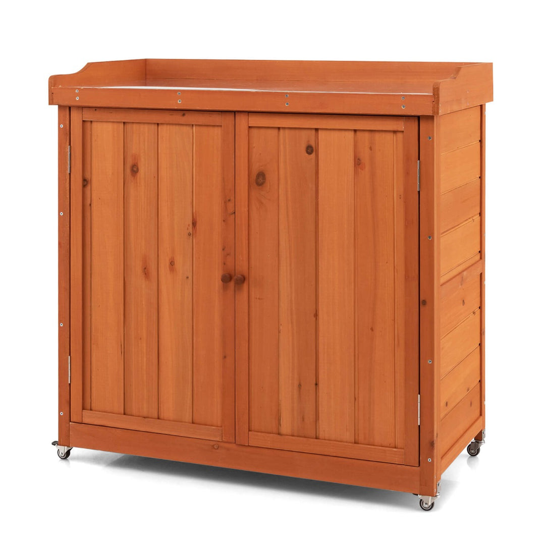 Outdoor Storage Cabinet with Removable Shelf and 4 Universal Wheels