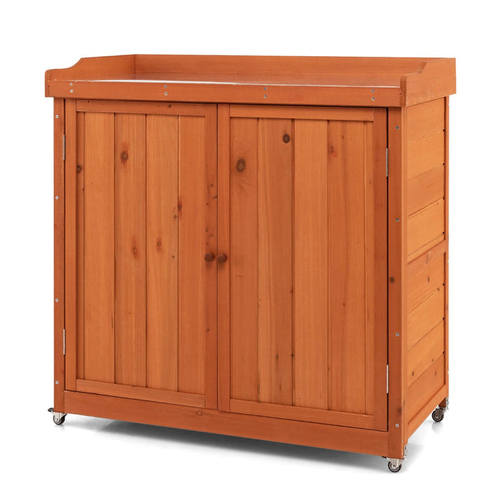 Outdoor Storage Cabinet with Removable Shelf and 4 Universal Wheels