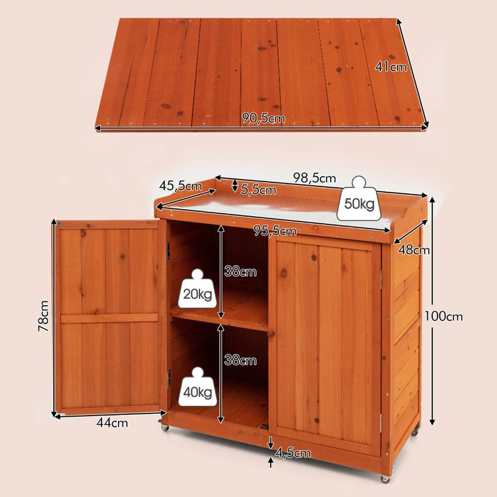 Outdoor Storage Cabinet with Removable Shelf and 4 Universal Wheels