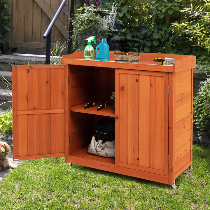 Outdoor Storage Cabinet with Removable Shelf and 4 Universal Wheels