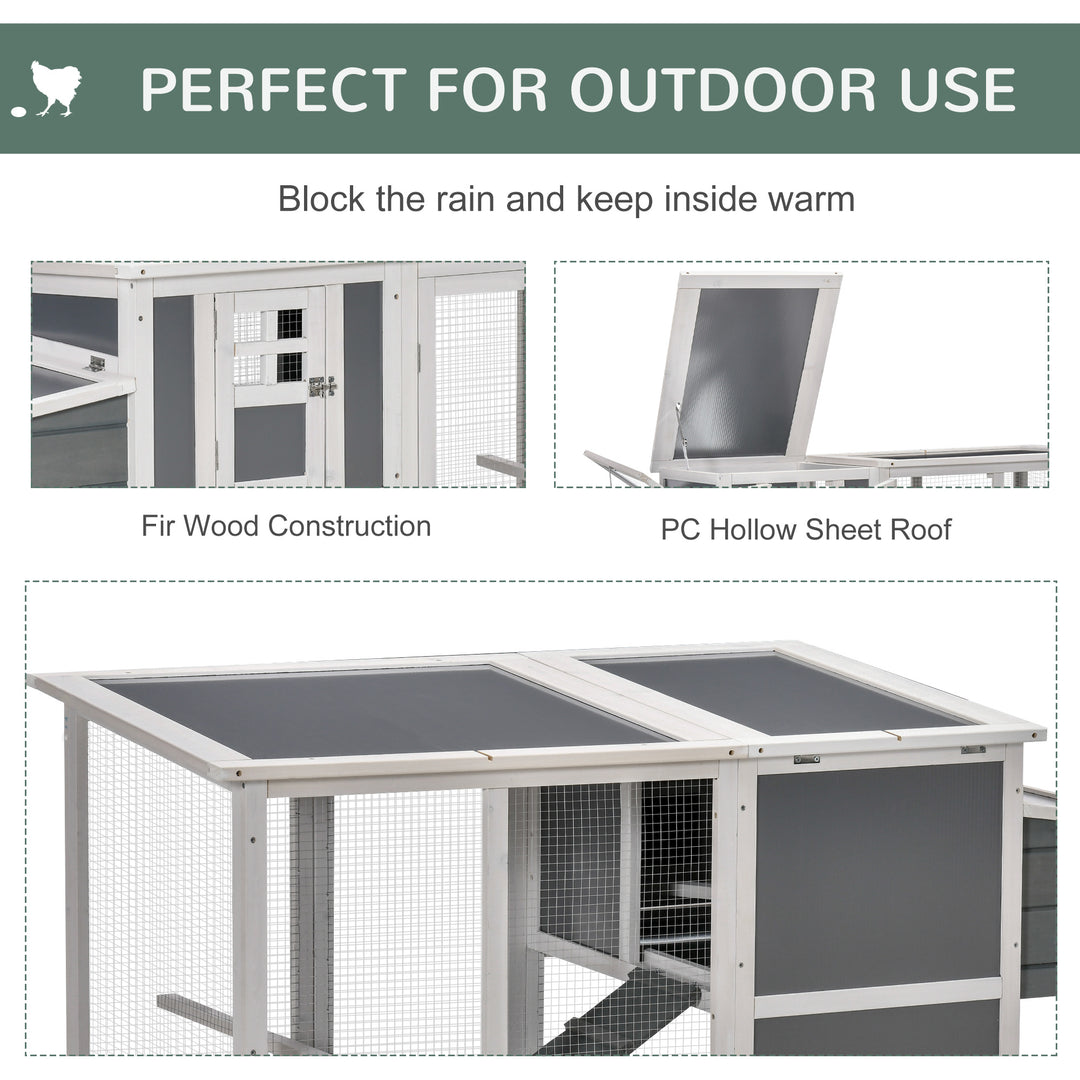 PawHut Deluxe Chicken Coop, Hen House, Wooden Poultry Cage w/ Outdoor Run, Nesting Box, Removable Tray, 162 x 76.5 x 79.5cm