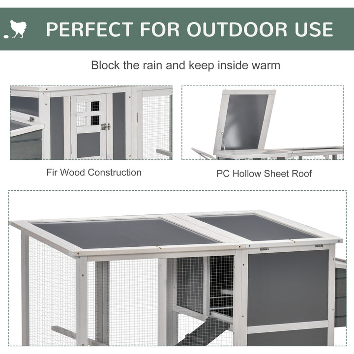 PawHut Deluxe Chicken Coop, Hen House, Wooden Poultry Cage w/ Outdoor Run, Nesting Box, Removable Tray, 162 x 76.5 x 79.5cm