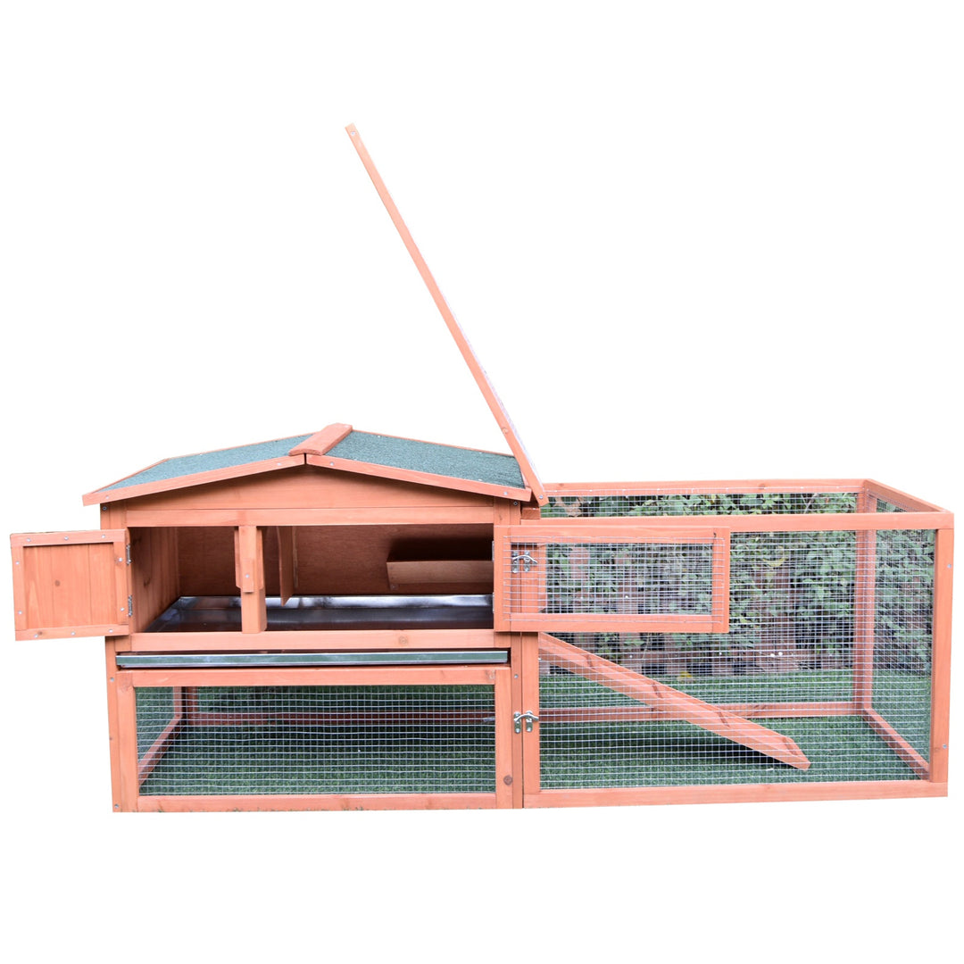 Pawhut 2 Floor Wooden Rabbit Hutch Bunny Cage House Chicken Coop Outdoor Garden Backyard 158 x 58 x 68 cm