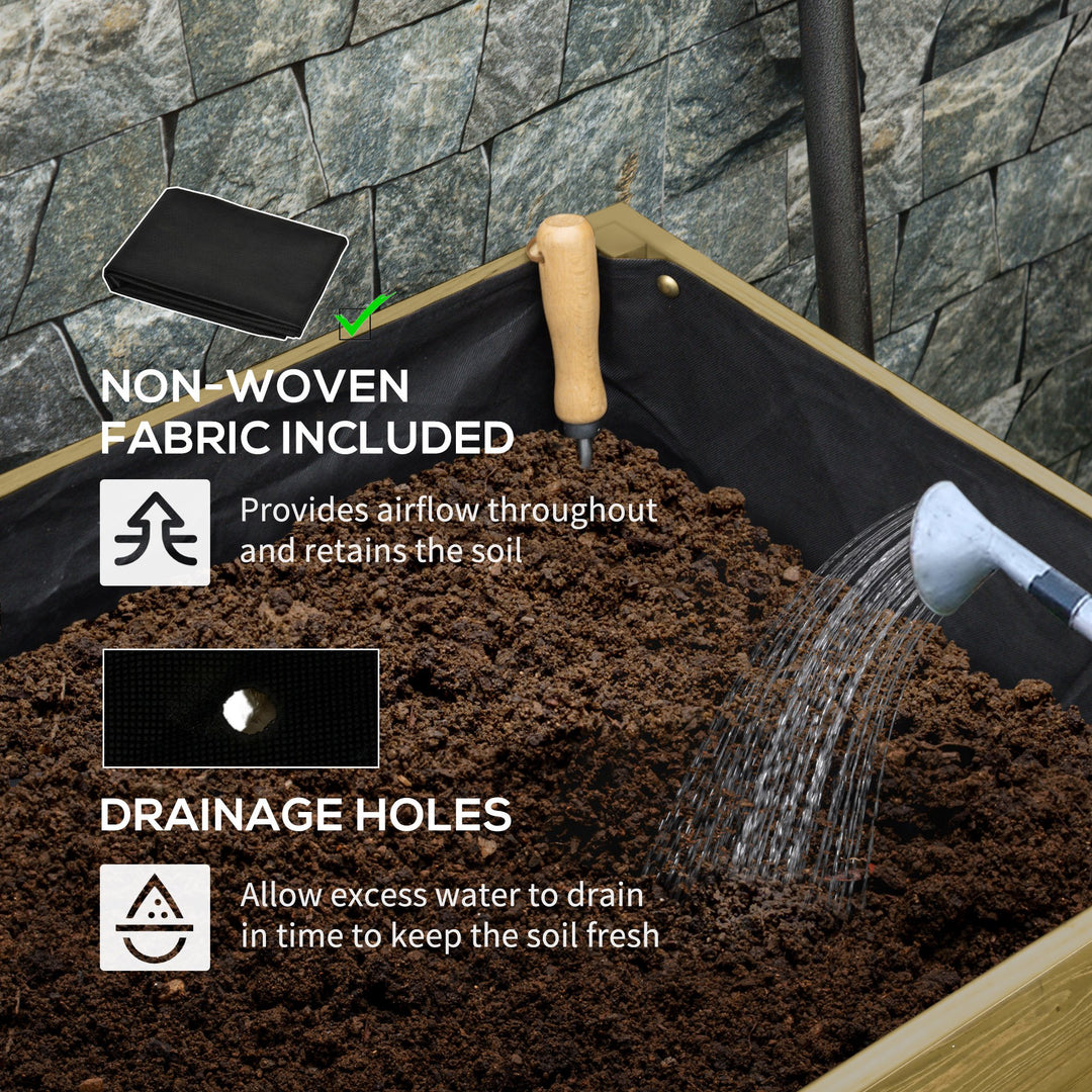 Outsunny Elevated Wood Planter Raised Garden Bed Flower Box w/ Metal Legs and Non-woven Fabric, 120cm x 60cm x 66cm