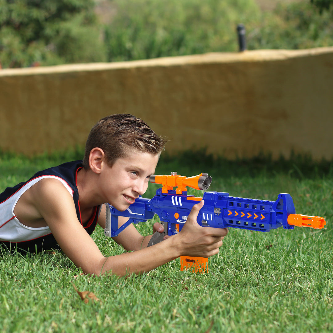 Toy Automatic Foam Blaster Gun Shooter w/ 20 Soft EVA Refill Darts Continuous Shot Magazine Shooting Target Board for Boys &amp; Girls 8-12 Years