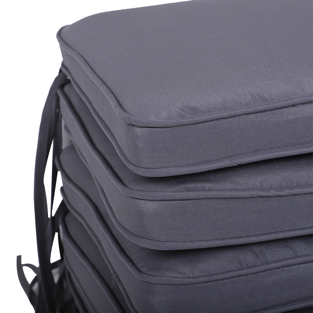 Set of 6 Chair Cushion Seat Pads Dining Chair w/ Straps Indoor Outdoor Removable Tie On Garden Patio Grey
