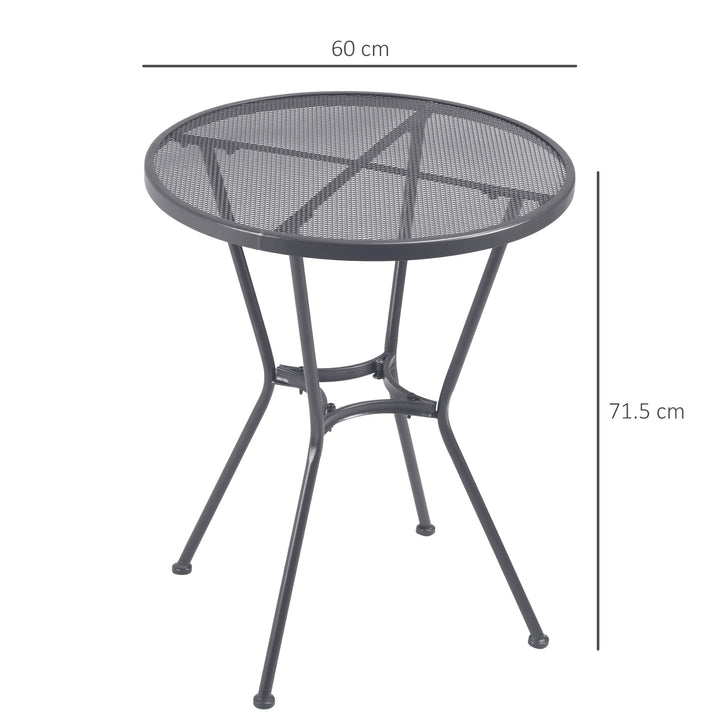 Outsunny 60cm Garden Round Table Metal Outside Bistro Table with Mesh Tabletop for Garden Balcony Deck, Dark grey