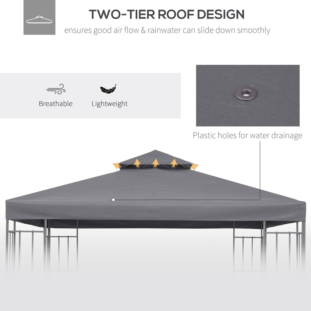 Outsunny 3 x 3(m) Gazebo Canopy Roof Top Replacement Cover Spare Part Deep Grey (TOP ONLY)