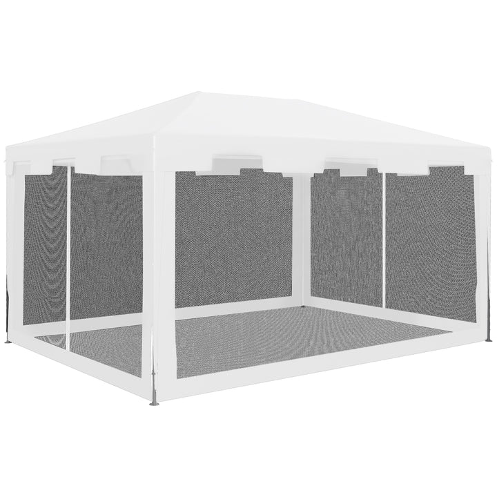 4x3 m Waterproof Gazebo W/Mesh Sides-White/Black