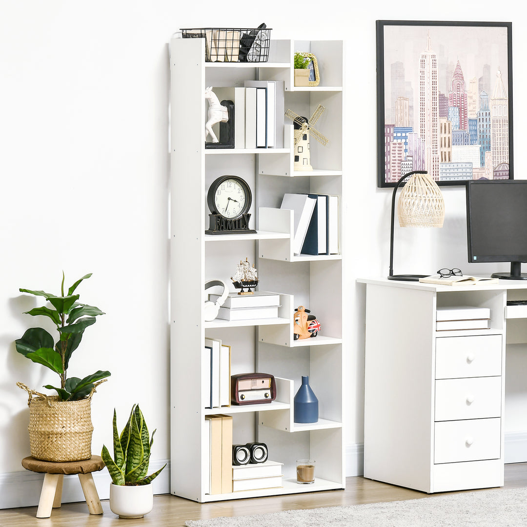 6-Tier Bookshelf, Modern Bookcase with 11 Open Shelves, Freestanding Decorative Storage Shelving for Home Office and Study, White